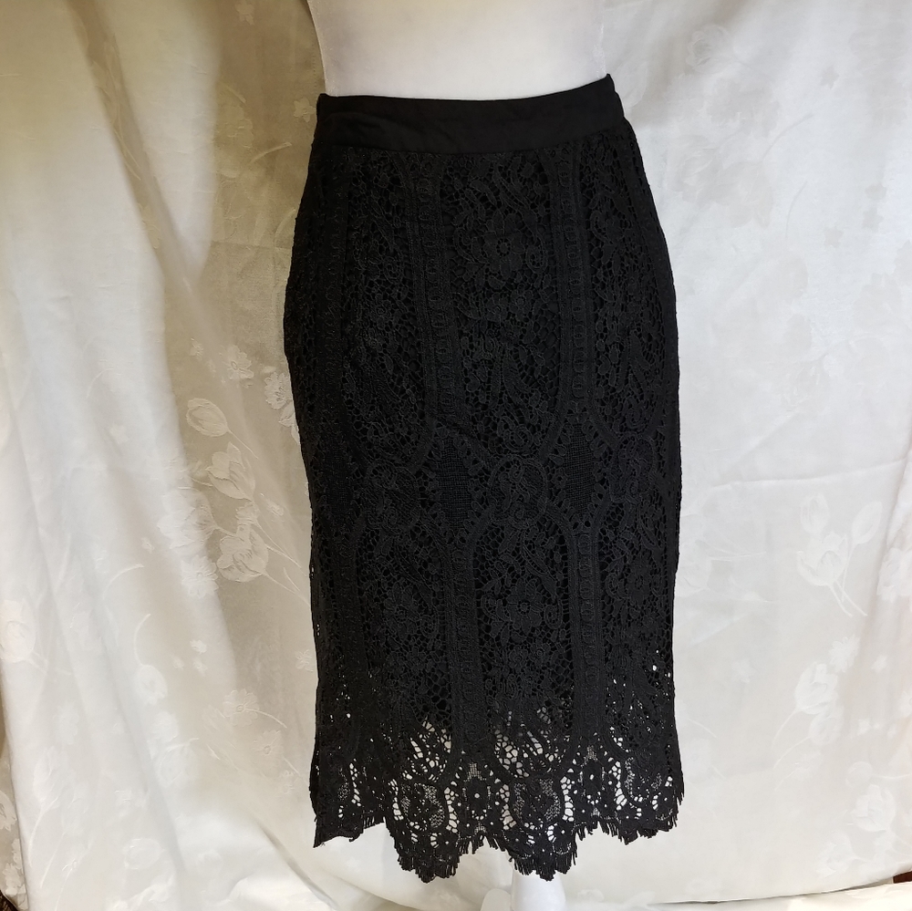 Anthro Sunday in Brooklyn Black Lace Skirt XS NWT